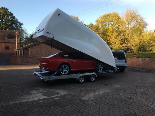 Classic Car Storage UK trailer transporting a classic Ferarri.