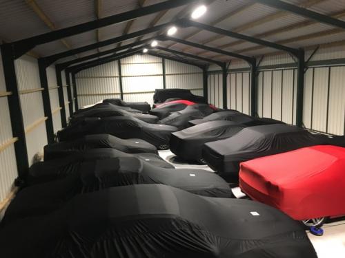 Cars in storage at Classic Car Storage UK facilities. 